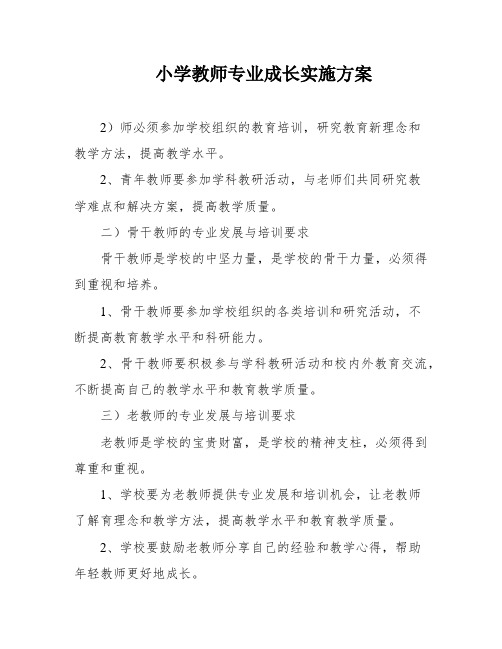 小学教师专业成长实施方案