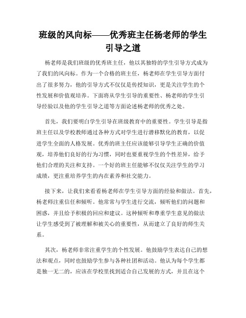 班级的风向标——优秀班主任杨老师的学生引导之道