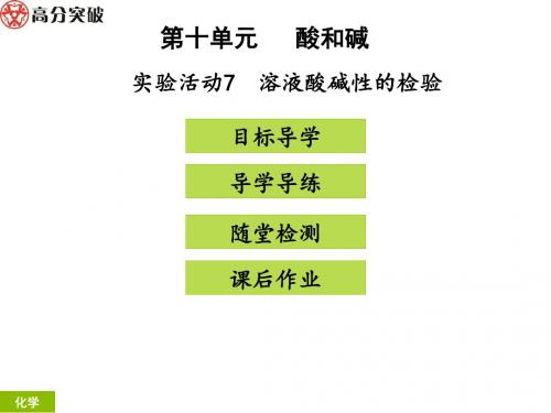 九年级化学实验活动7  溶液酸碱性的检验