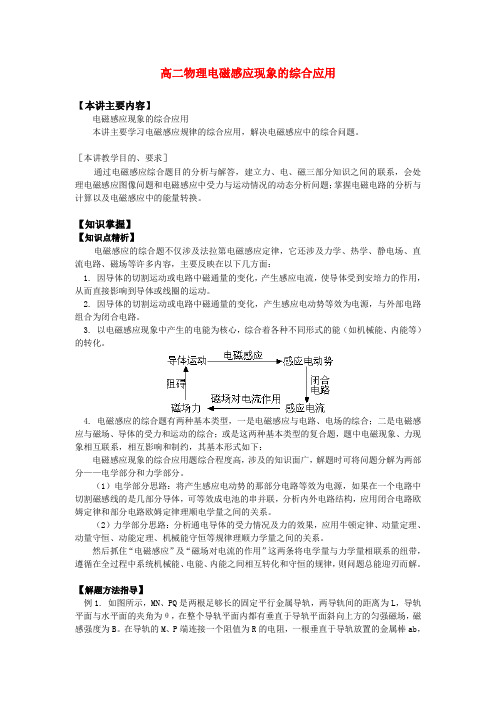 高二物理电磁感应现象的综合应用知识精讲