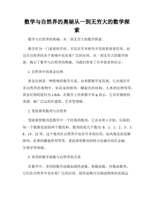 数学与自然界的奥秘从一到无穷大的数学探索