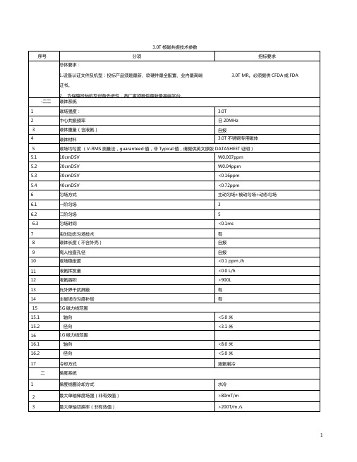 T核磁共振技术参数