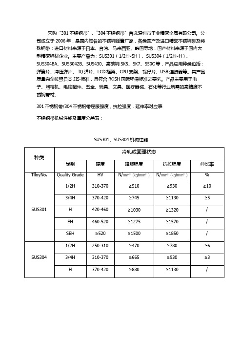 301-304不锈钢材料对比