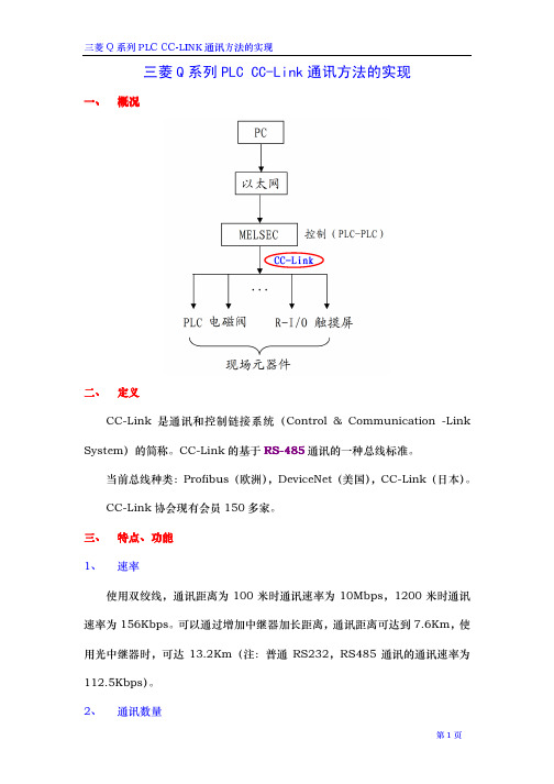 三菱Q系列PLC CC-Link通讯方法的实现