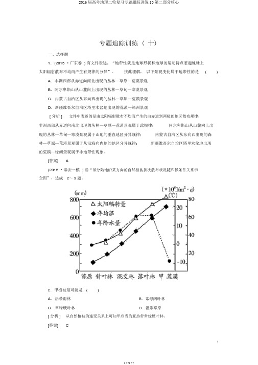 2016届高考地理二轮复习专题跟踪训练10第二部分核心