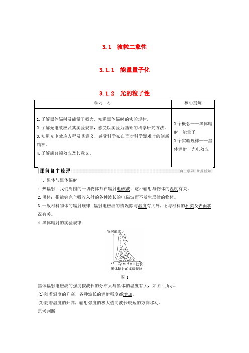 2018_2019学年高考物理主题三能量量子化光的粒子性学案