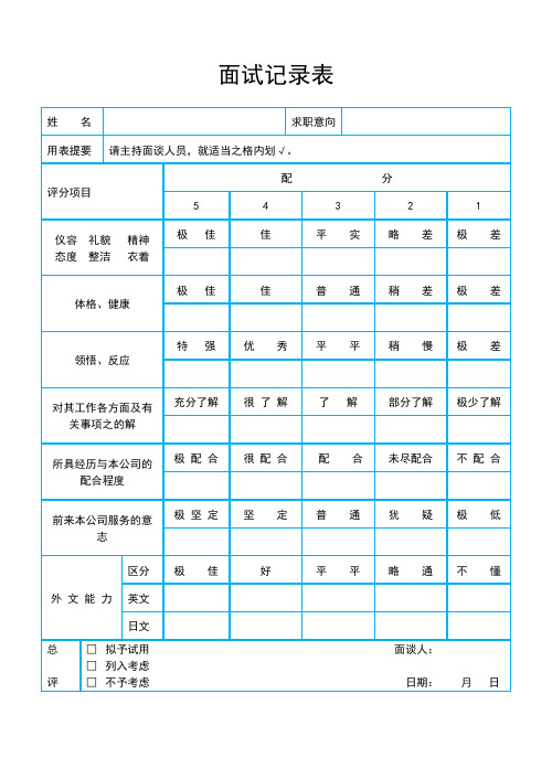 面试记录表