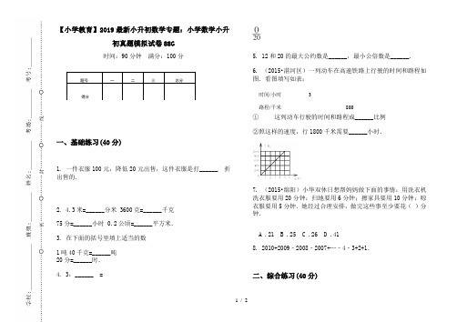 【小学教育】2019最新小升初数学专题：小学数学小升初真题模拟试卷88G