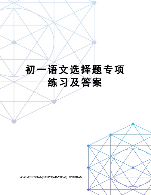 初一语文选择题专项练习及答案