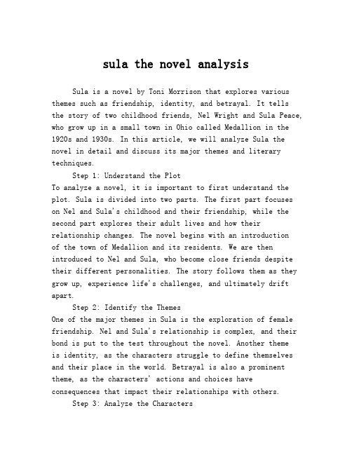 sula the novel analysis