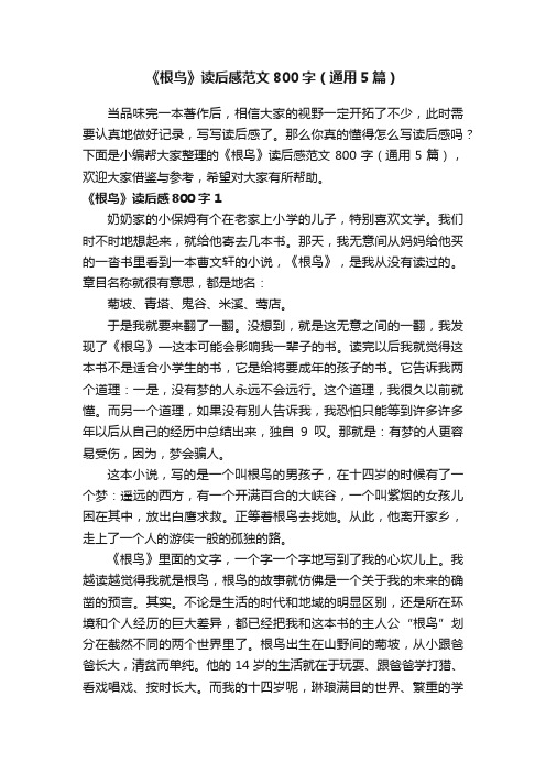 《根鸟》读后感范文800字(通用5篇)