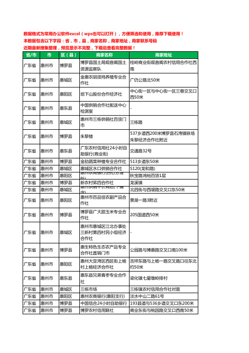 2020新版广东省惠州市合作社工商企业公司商家名录名单黄页联系电话号码地址大全402家