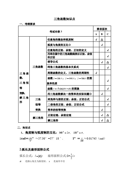 (word完整版)高考文科三角函数知识点总结,推荐文档