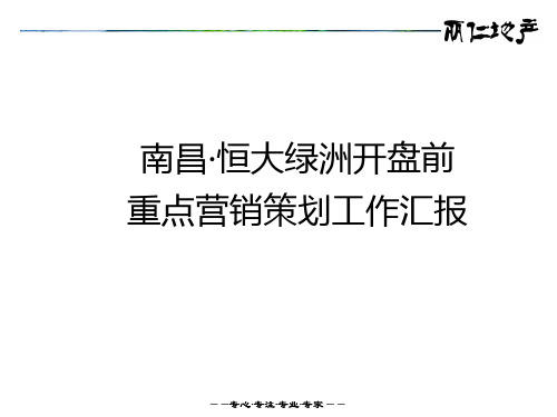 南昌丽仁地产恒大绿洲开盘前重点营销策划工作汇报