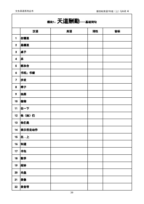 新目标英语7年级上unit 4单词及课文翻译(全文)