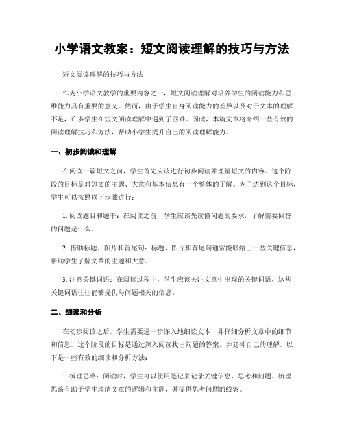 小学语文教案：短文阅读理解的技巧与方法 (2)