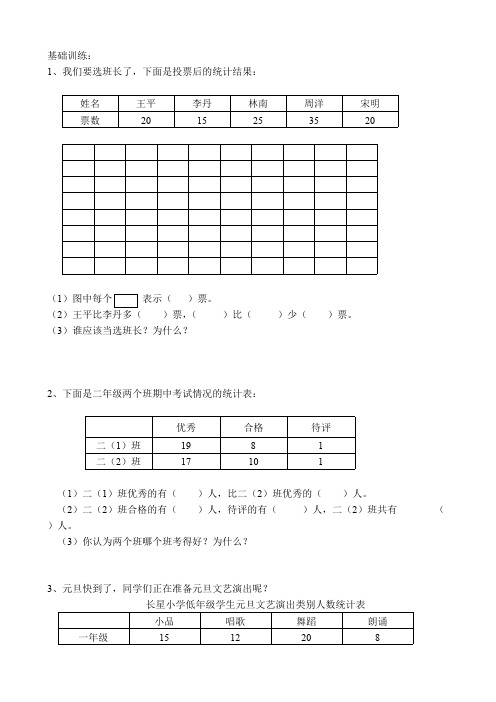 二年级数学上册复习题统计