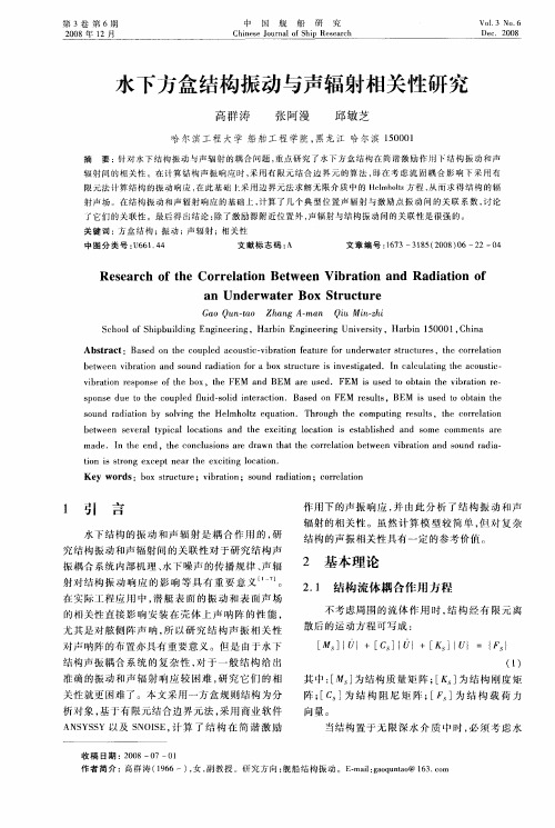 水下方盒结构振动与声辐射相关性研究