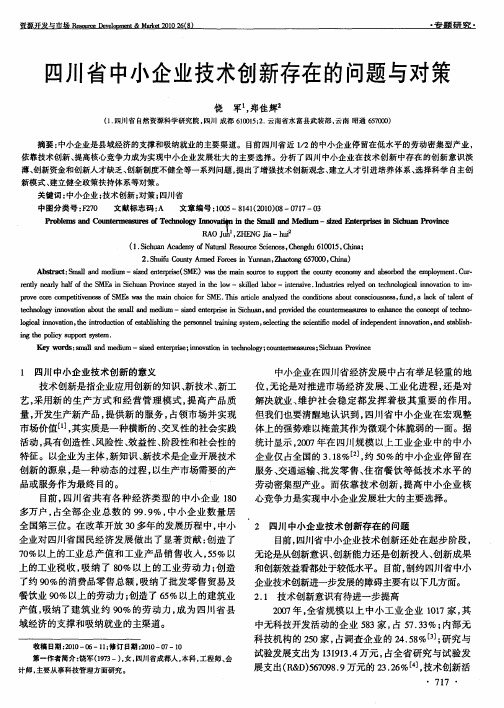 四川省中小企业技术创新存在的问题与对策