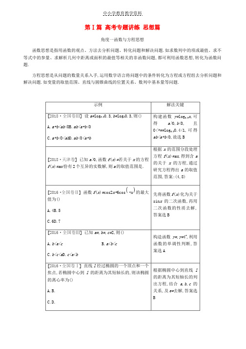 2019届高考数学总复习第Ⅰ篇高考专题讲练思想篇文