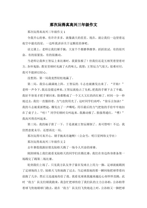 那次玩得真高兴三年级作文