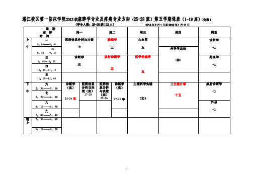 湛江校区2014-2015学年第一学期课程表(定稿) (1)更新
