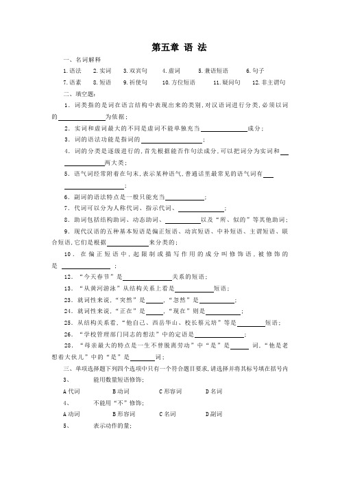 现代汉语语法练习题