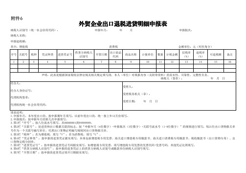 外贸企业出口退税进货明细申报表