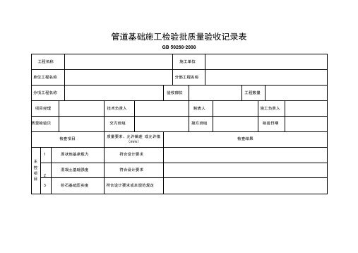 管道基础施工检验批质量验收记录表