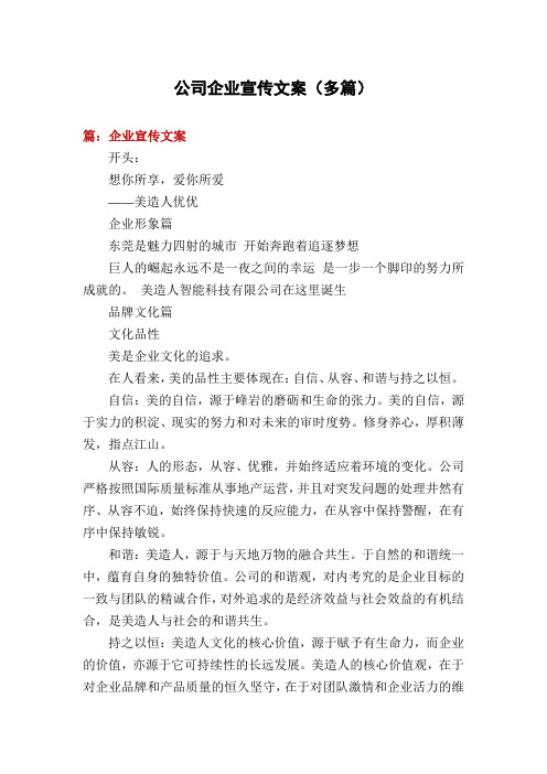 公司企业宣传文案(多篇)