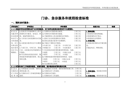 1门诊、急诊服务和流程检查标准