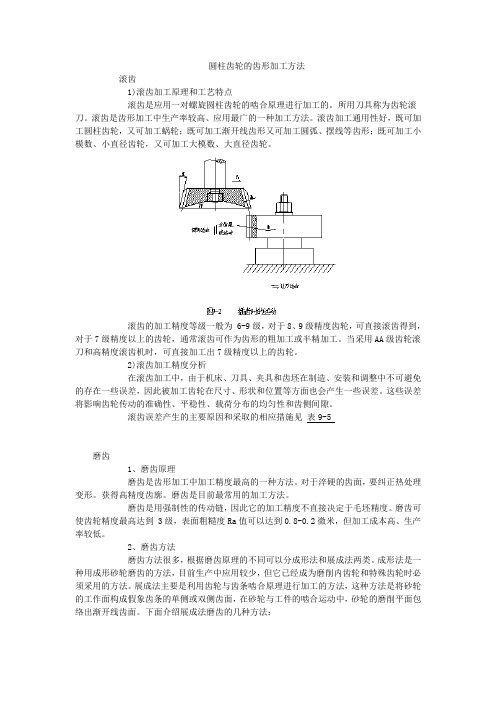 圆柱齿轮的齿形加工方法