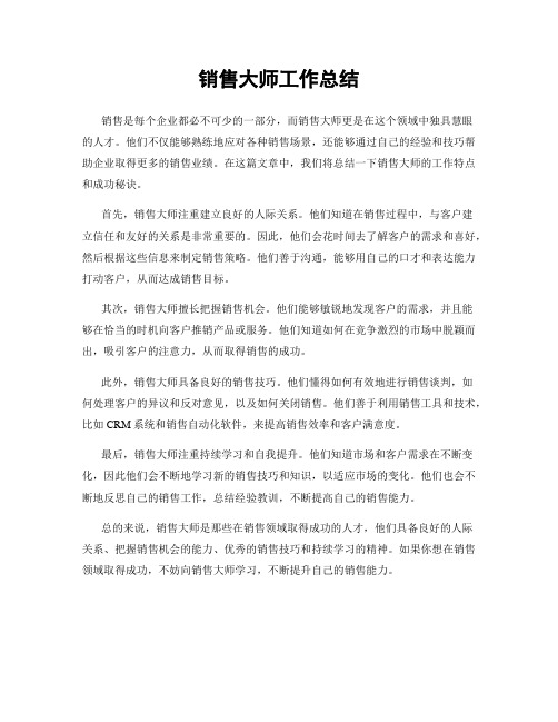 销售大师工作总结