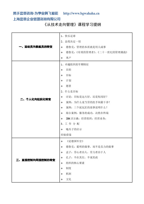 《从技术走向管理》课程学习提纲