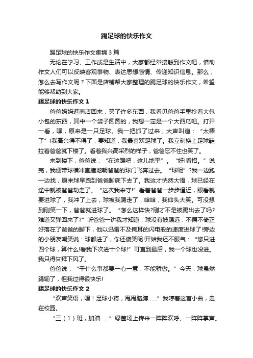 踢足球的快乐作文