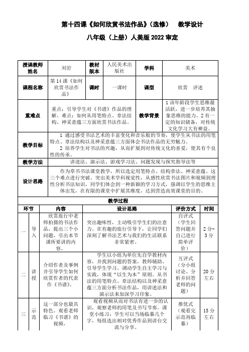 人民美术出版社(新疆专用)初中美术八年级上册 如何欣赏书法作品(选修)-优秀
