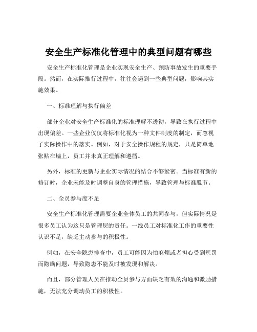 安全生产标准化管理中的典型问题有哪些