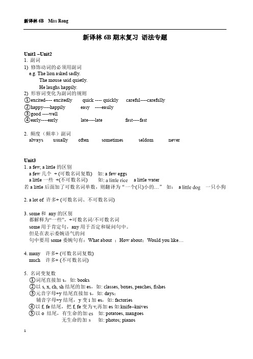 新译林B期末复习语法专题