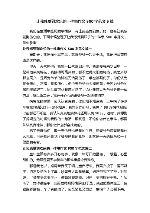 让我感受到欢乐的一件事作文500字范文5篇