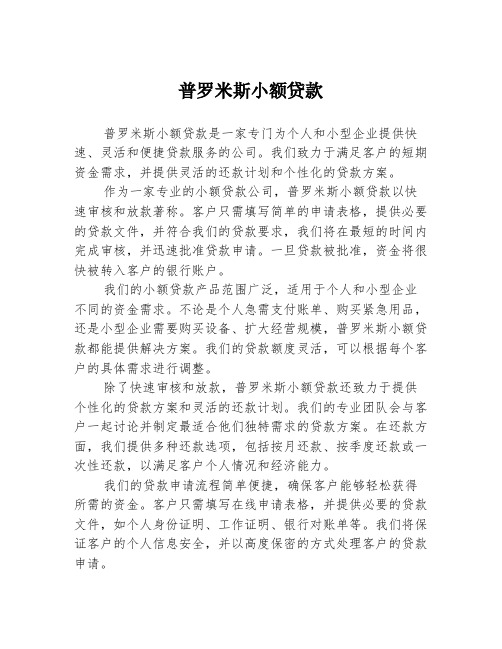 普罗米斯小额贷款