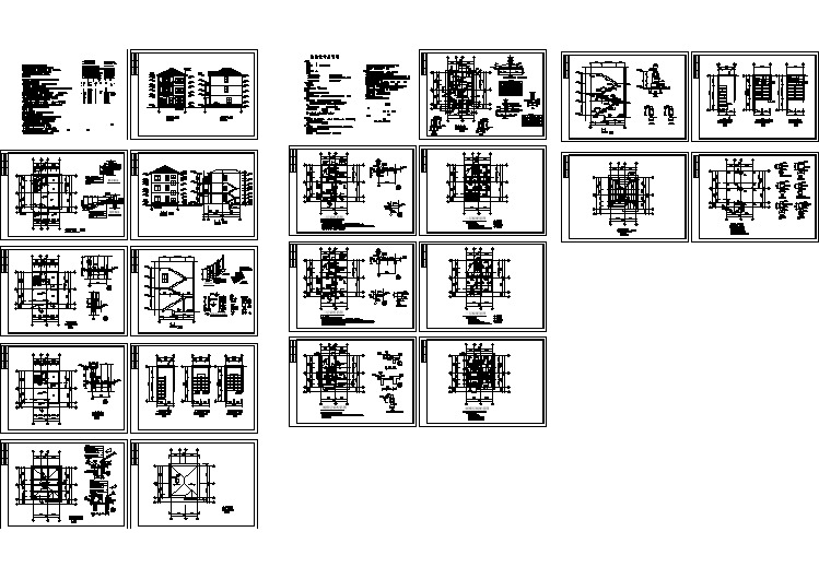 某3层框混结构单体别墅建筑结构设计CAD全套图纸