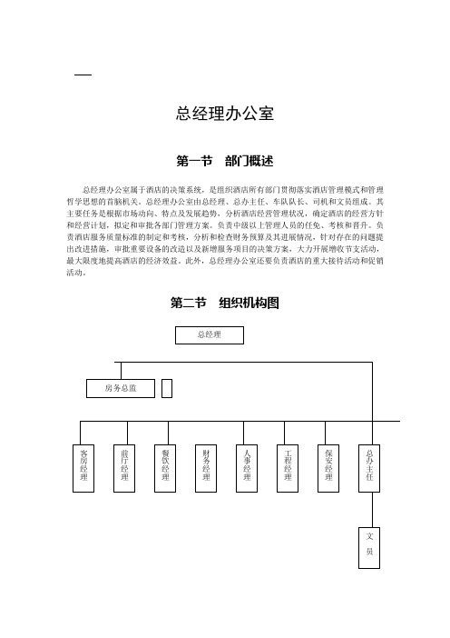 酒店部门岗位职责(组织结构图)