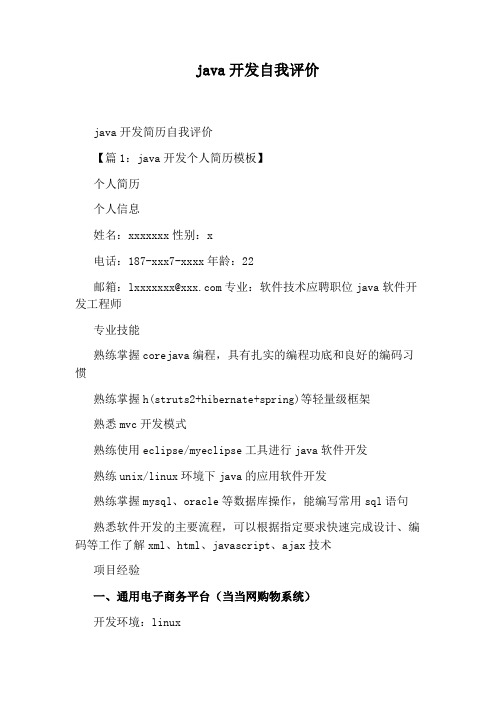 java开发自我评价