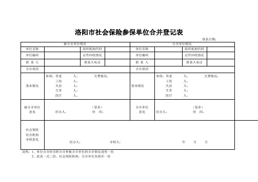 社会保险合并登记表