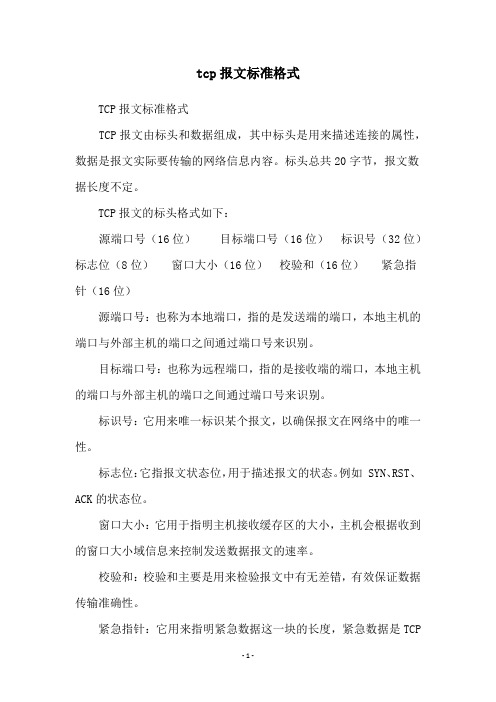 tcp报文标准格式