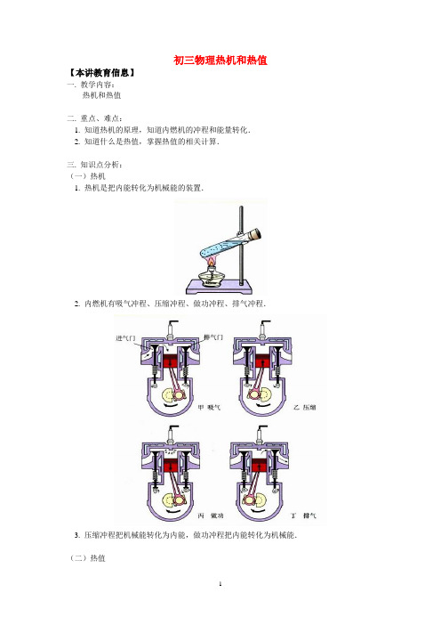 热机和热值-知识精讲