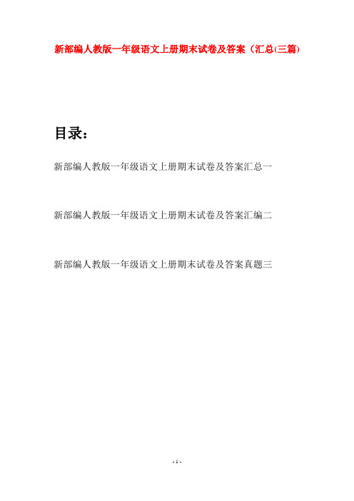 新部编人教版一年级语文上册期末试卷及答案汇总(三套)