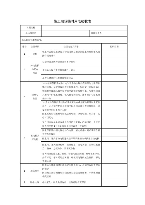 临时用电验收表