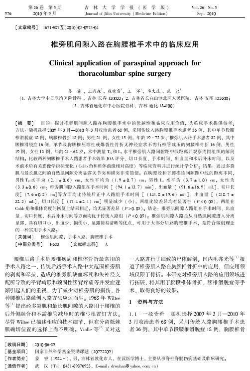 椎旁肌间隙入路在胸腰椎手术中的临床应用