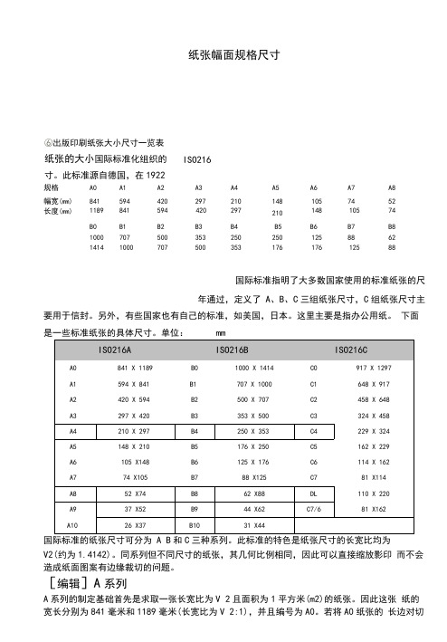 纸张幅面规格尺寸(精)